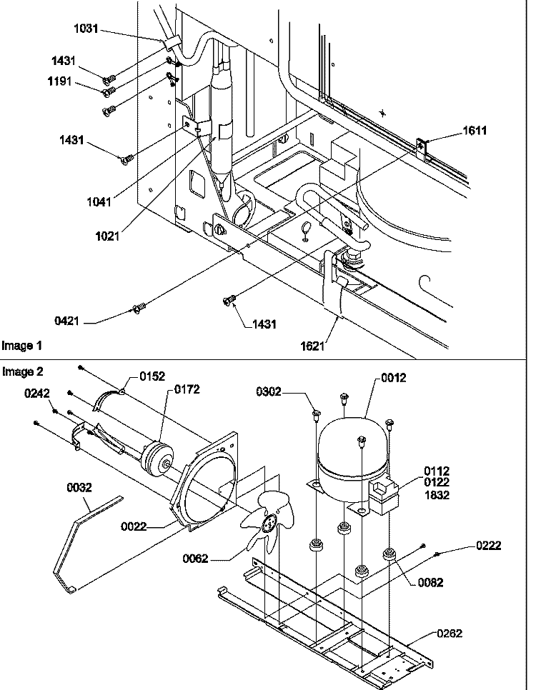 MACHINE COMPARTMENT ASSY Diagram and Parts List for BRF20TE P1199201W E Amana Refrigerator