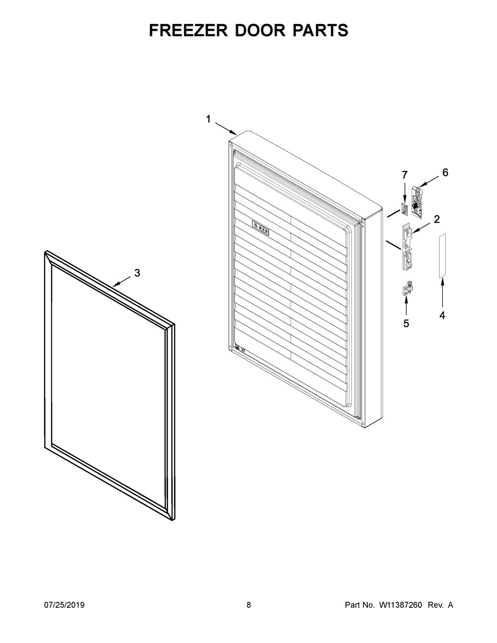 Freezer Door Parts Diagram and Parts List for JBBFX24NHX00  Maytag Refrigerator