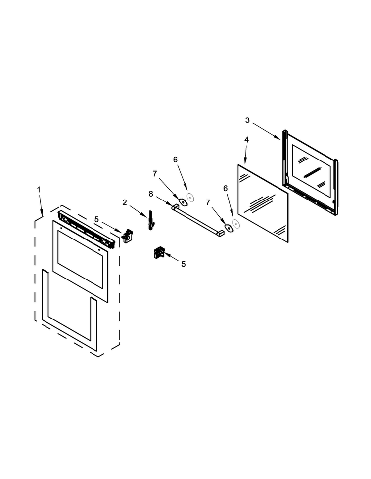 Oven Door Parts Diagram and Parts List for MEW5524AS00  Maytag Wall Oven