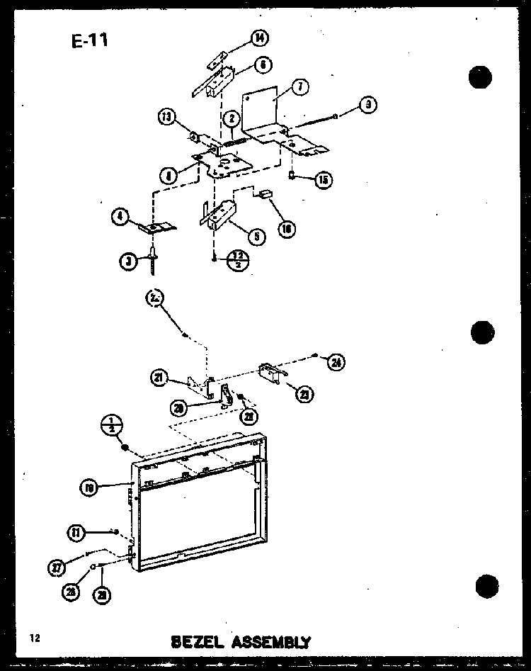 Bezel Assembly Diagram and Parts List for RC-14SD P75750-1M Amana Microwave