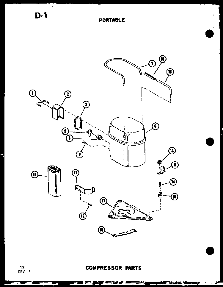 Portable Compressor Parts Diagram and Parts List for 8P-5AUMS P54972-30R Amana Air Conditioner
