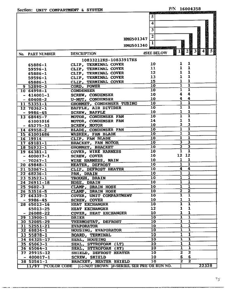 Unit Compartment And System Page 3 Diagram and Parts List for 501340  Admiral Refrigerator