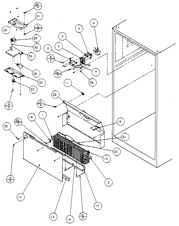 Air Flow Diagram and Parts List for 85171-P1117102W  Amana Refrigerator