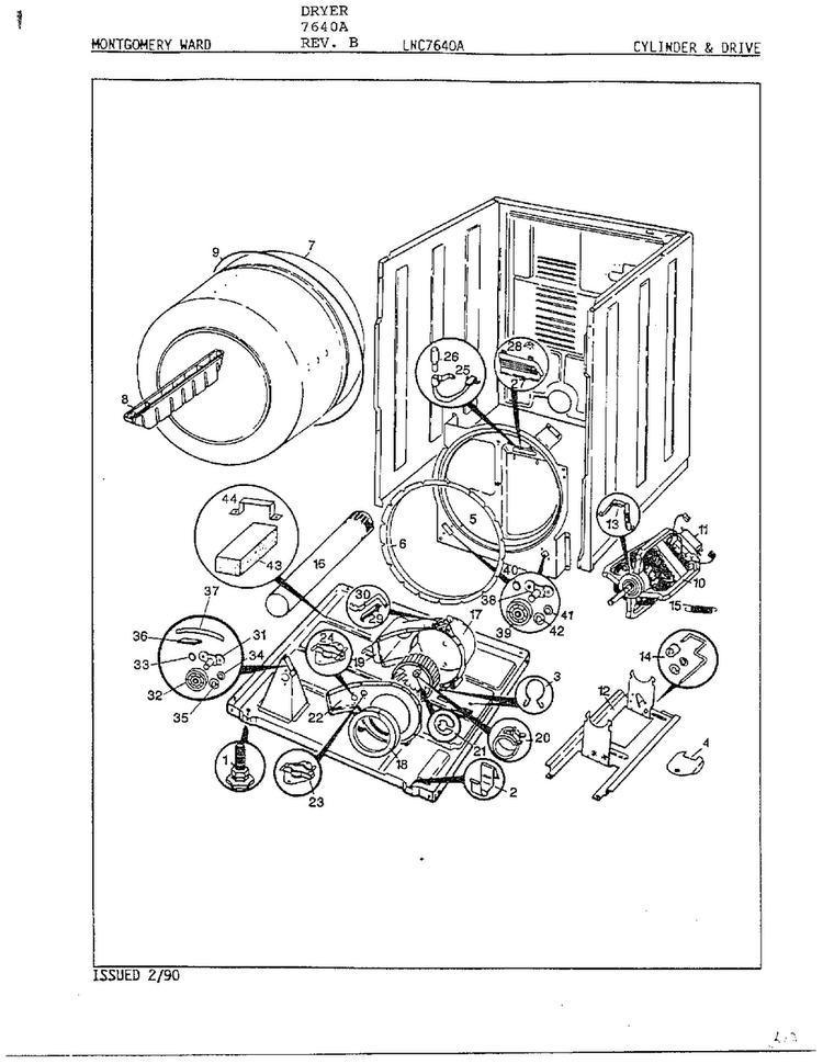 Complete Dryer Assembly Page 5 Diagram and Parts List for 7640A REV B Norge Dryer