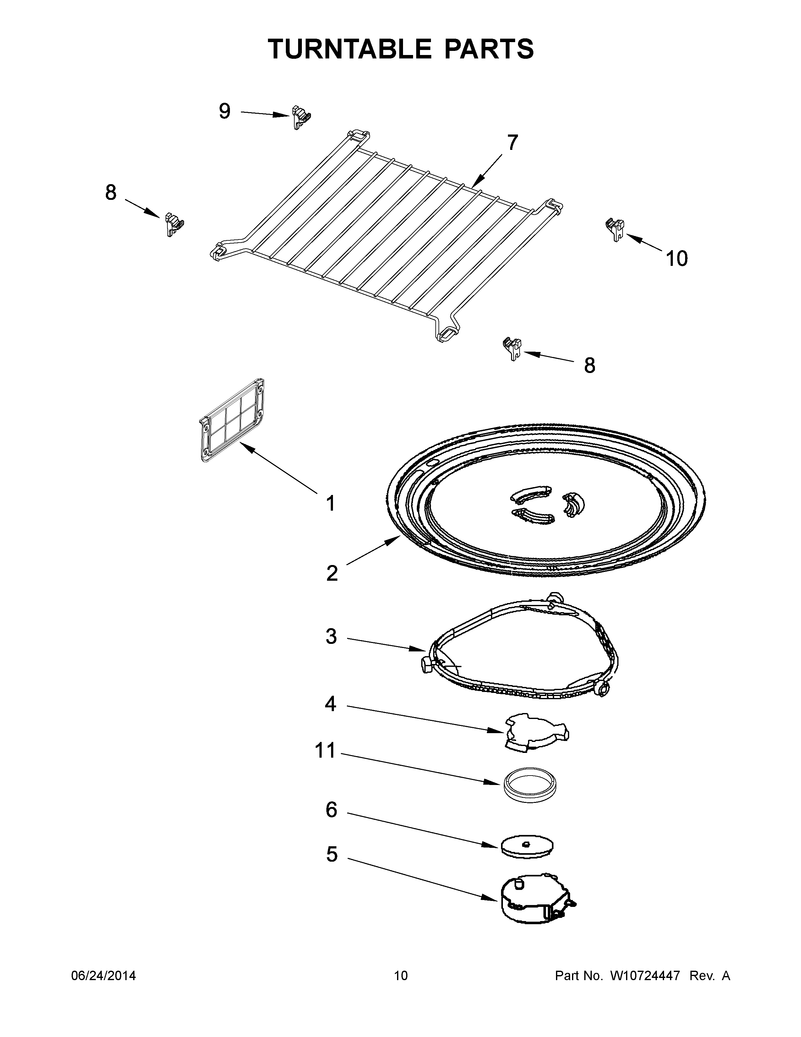 06 - TURNTABLE PARTS Diagram and Parts List for YMMV4205DS0  Maytag Microwave