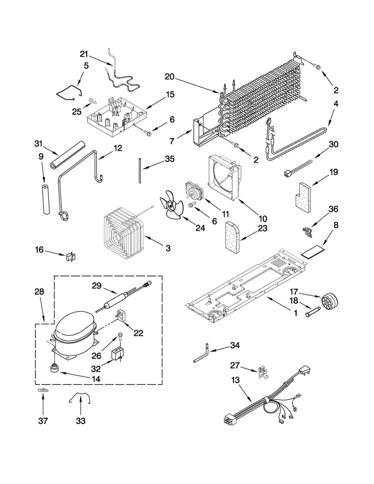 Unit Parts Diagram and Parts List for M8RXCGFXB01  Maytag Refrigerator