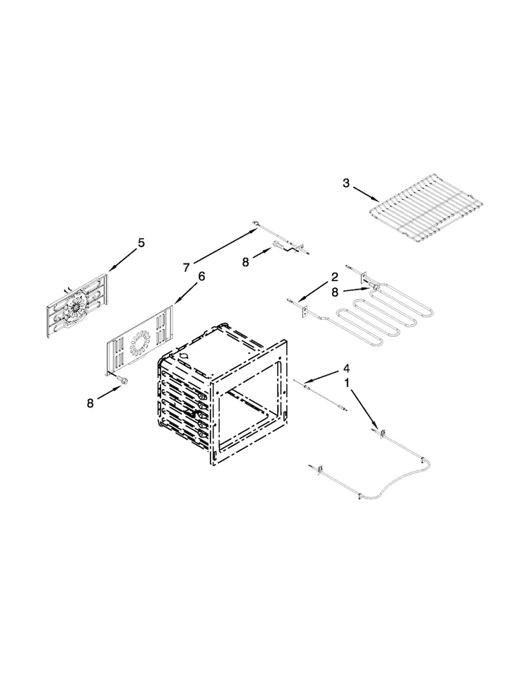 Internal Oven Parts Diagram and Parts List for JES9860CAS00  Jenn-Air Range