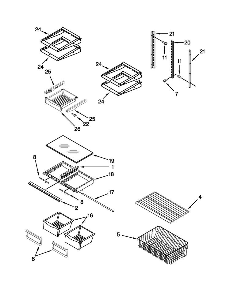 Shelf Parts Diagram and Parts List for MBR1953YES4  Maytag Refrigerator