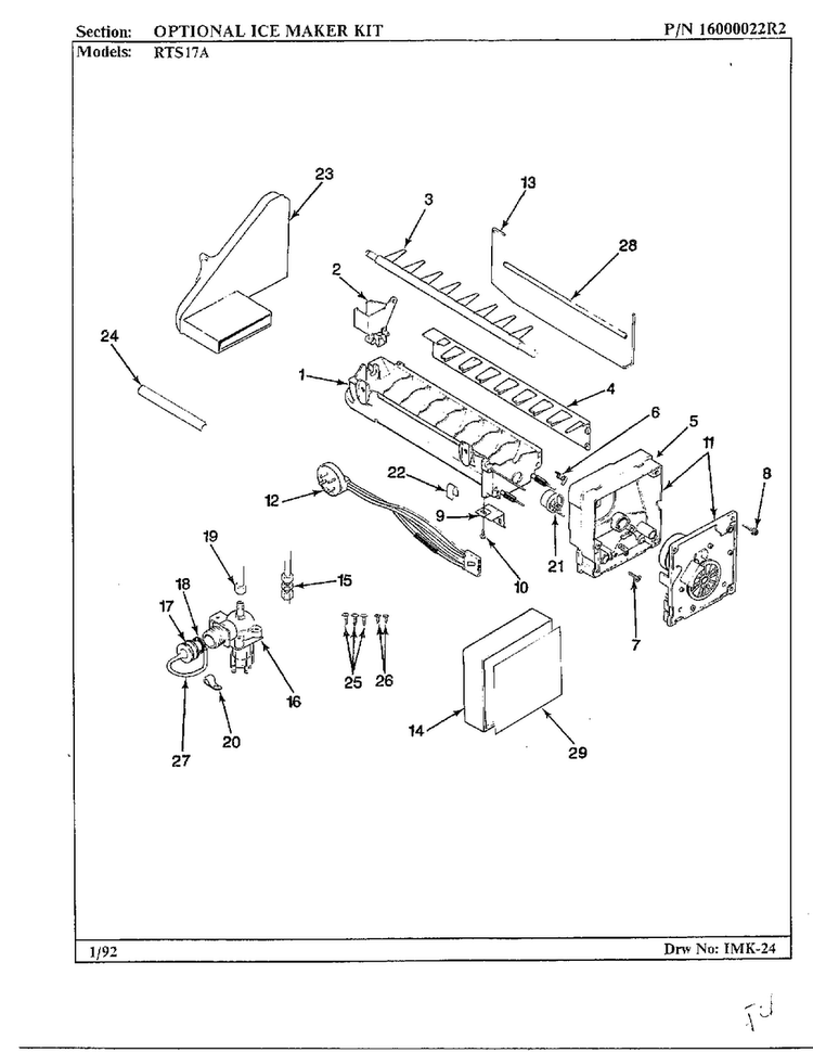 Optional Ice Maker Kit Diagram and Parts List for 17694  Maytag Refrigerator