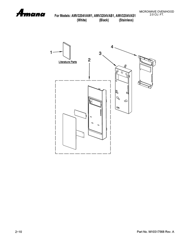 Control Panel Parts Diagram and Parts List for AMV3204VAB1  Amana Microwave