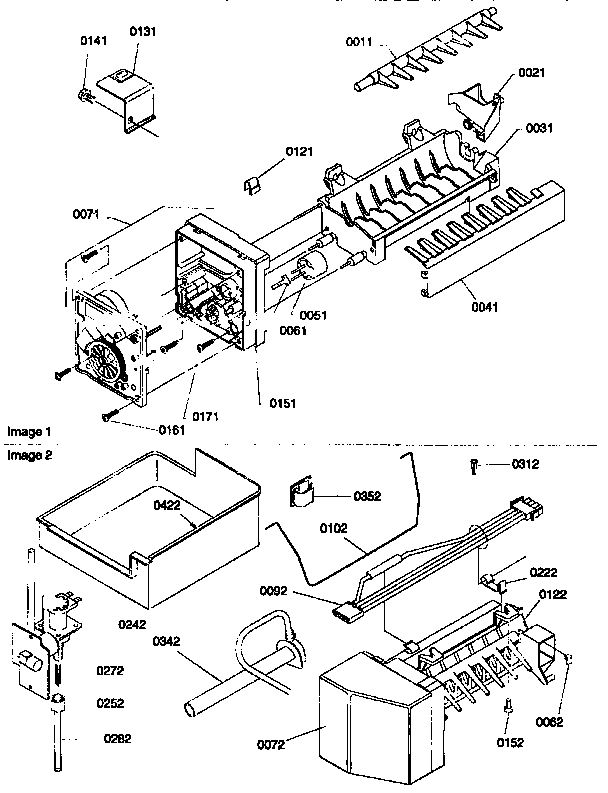 Ice Maker Assembly Diagram and Parts List for 77272-P1311201WW  Amana Refrigerator