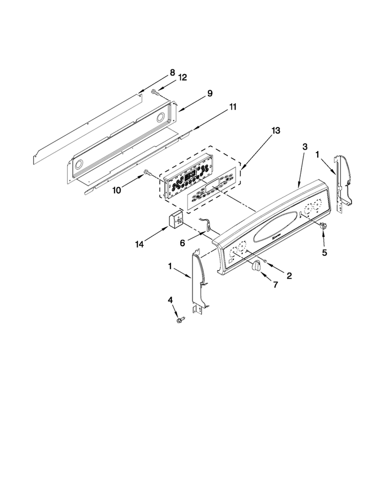 Control Panel Parts Diagram and Parts List for MER6757BAS15  Maytag Range