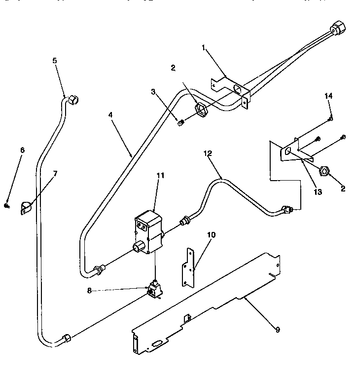 Gas Supply Diagram and Parts List for ARG7600W-P1143321NW  Amana Range