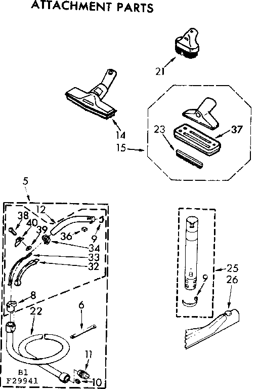Attachment Parts Diagram and Parts List for 11629941  Kenmore Canister Vacuum