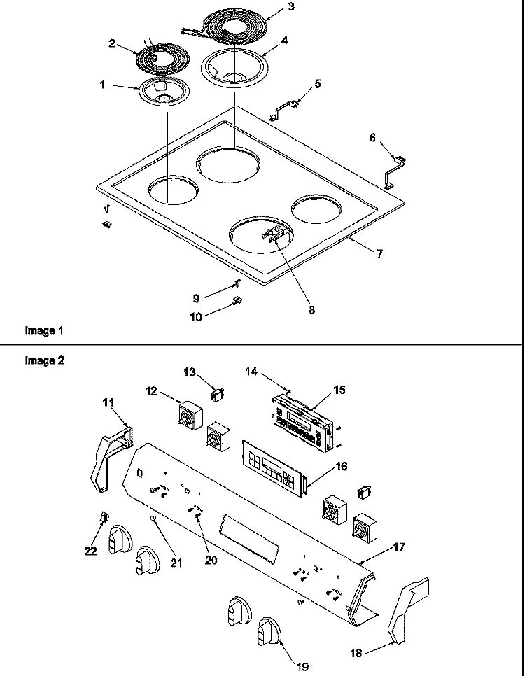 MAIN TOP AND CONTROL PANEL Diagram and Parts List for ZRRS6550E P1130670N E Amana Range