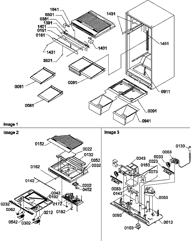 INTERIOR CABINET / DRAIN BLOCK & CTRL ASSY Diagram and Parts List for TH21V2W P1315901W W Amana Refrigerator
