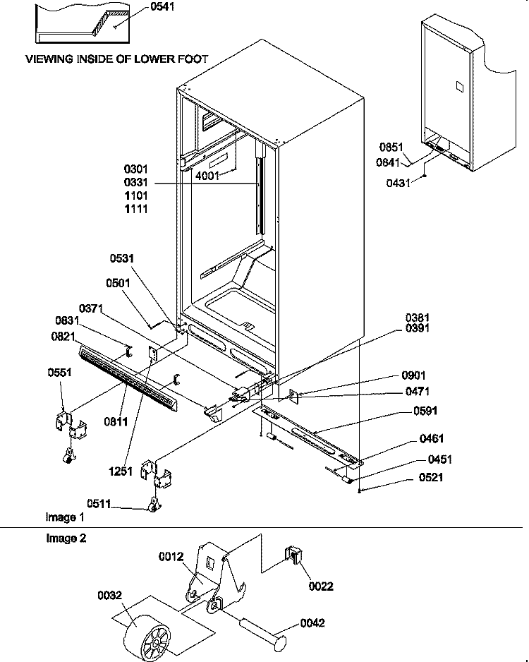LADDERS, LOWER CABINET AND ROLLERS Diagram and Parts List for TH21V2W P1315901W W Amana Refrigerator