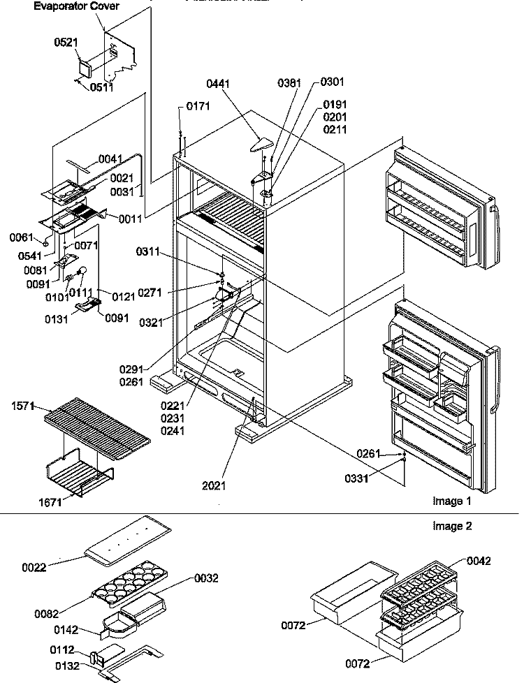 DOOR HINGES AND FZ SHELF Diagram and Parts List for TR21V2W P1316001W W Amana Refrigerator