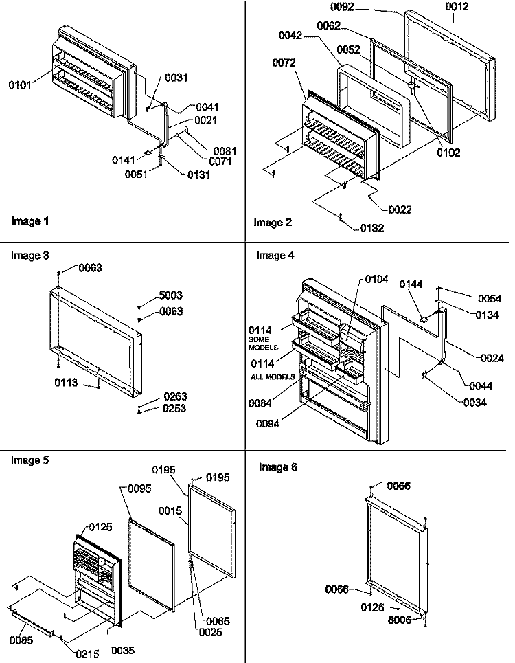 DOOR ASSEMBLIES AND HANDLES Diagram and Parts List for TR21V2W P1316001W W Amana Refrigerator