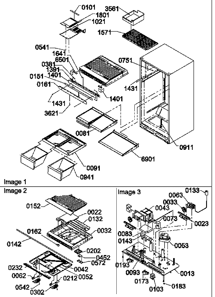 INTERIOR CABINET AND DRAIN BLOCK ASSY Diagram and Parts List for TA18TL P1304501W L Amana Refrigerator