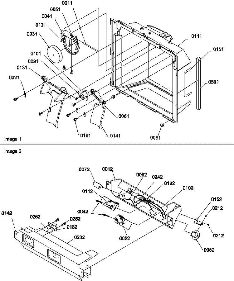 ICE & WATER CAVITY & ELEC BRKT ASSY Diagram and Parts List for SRDE327S3L P1307103W L Amana Refrigerator