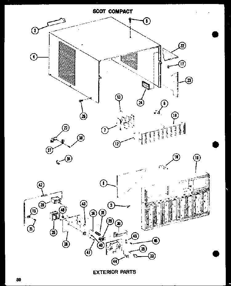 Exterior Parts Diagram and Parts List for 10-2NM P54974-2R Amana Air Conditioner