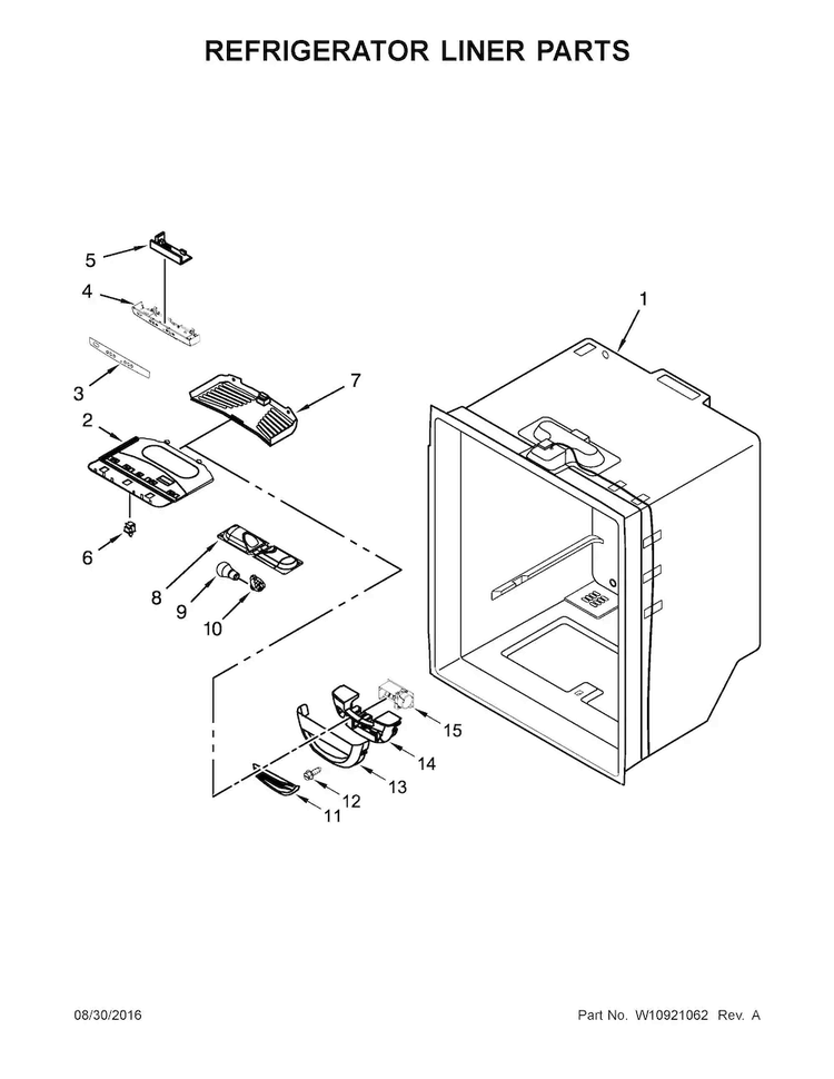 Refrigerator Liner Parts Diagram and Parts List for MBB1957FEB00  Maytag Refrigerator
