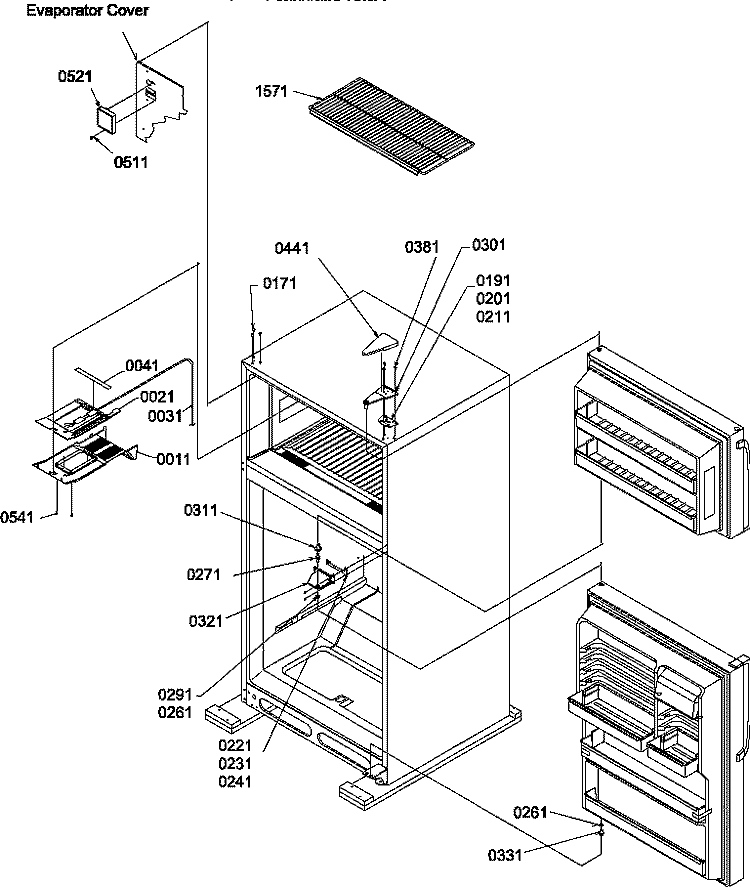 DOOR HINGES AND FZ SHELF Diagram and Parts List for TC18V2L P1318004W L Amana Refrigerator