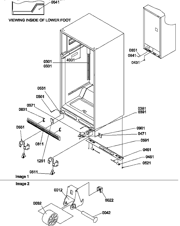 LADDERS, LOWER CABINET AND ROLLERS Diagram and Parts List for TC18V2L P1318004W L Amana Refrigerator