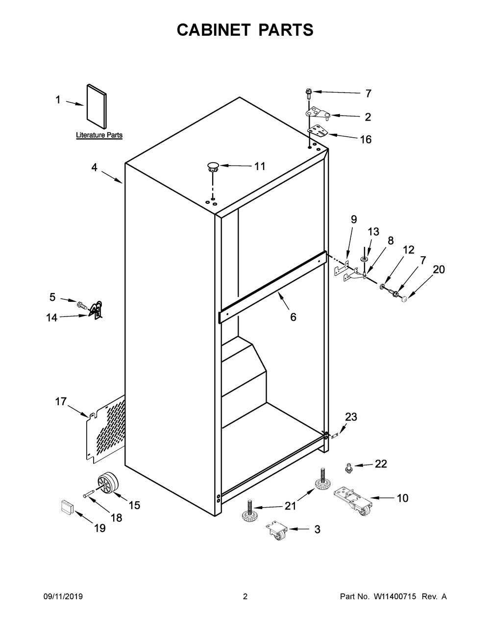 Cabinet Parts Diagram and Parts List for ART318FFDB06  Maytag Refrigerator