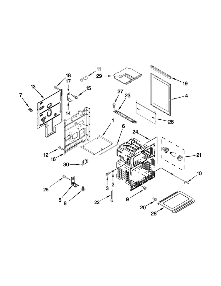 Chassis Parts Diagram and Parts List for MGT8775XW03  Maytag Range