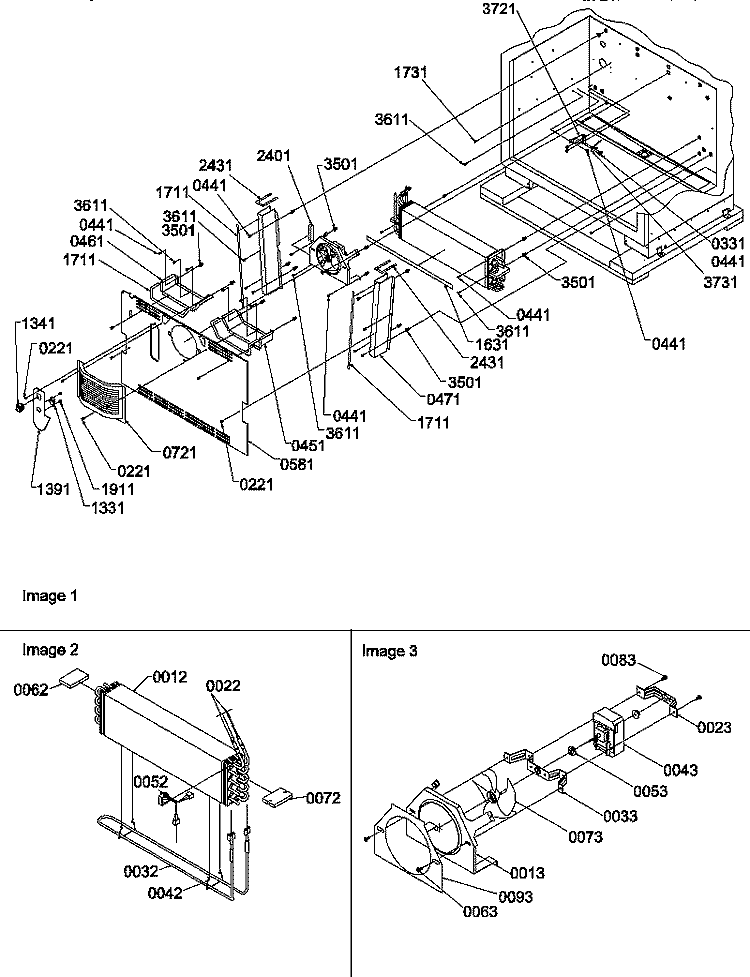 EVAP AREA Diagram and Parts List for B136CAL1 P1318403W Amana Refrigerator
