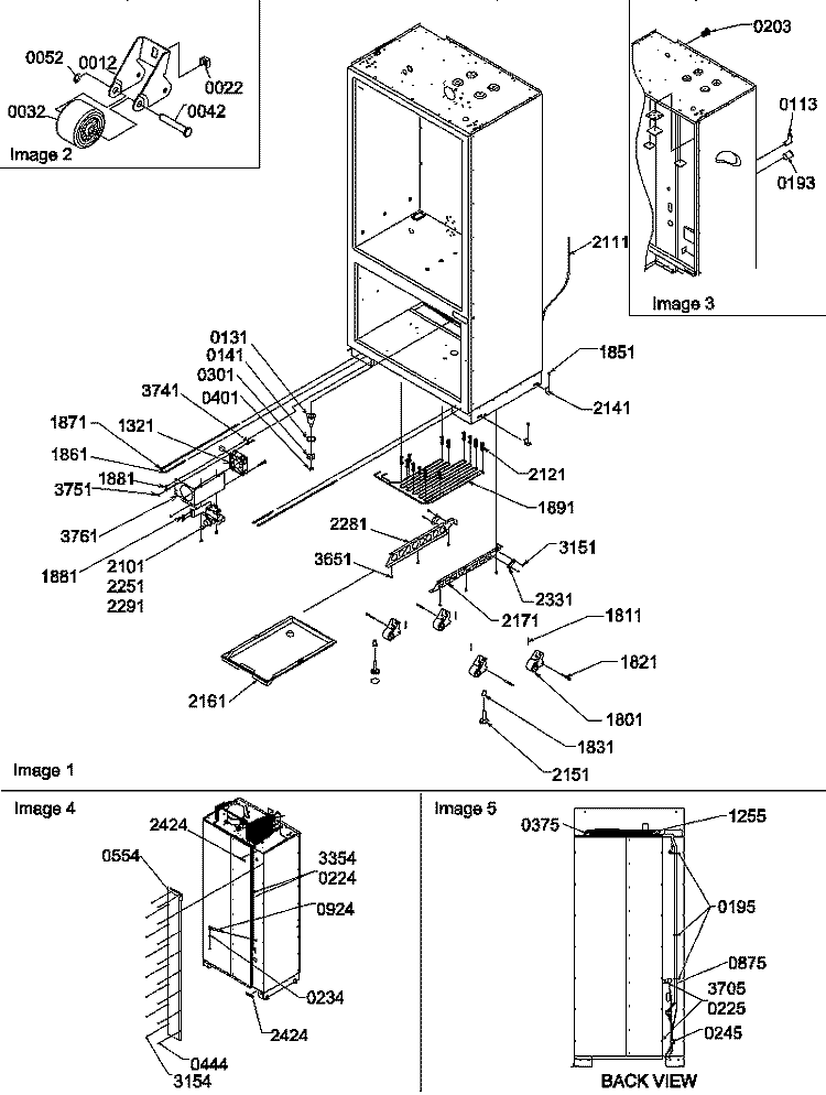 ROLLER ASSY & BACK UNIT Diagram and Parts List for B136CAL1 P1318403W Amana Refrigerator