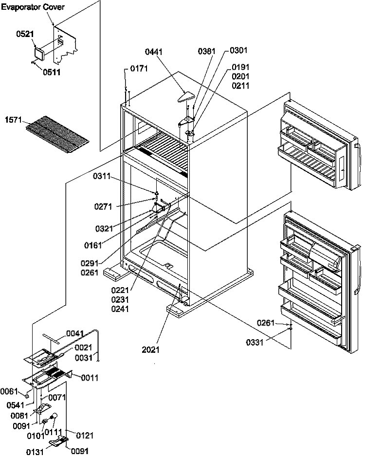 DOOR HINGES AND FZ SHELF Diagram and Parts List for TX19V2W P1315801W W Amana Refrigerator