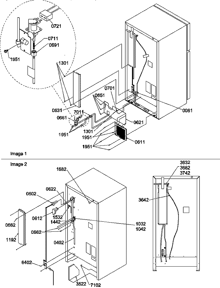 CABINET BACK Diagram and Parts List for TX19V2W P1315801W W Amana Refrigerator