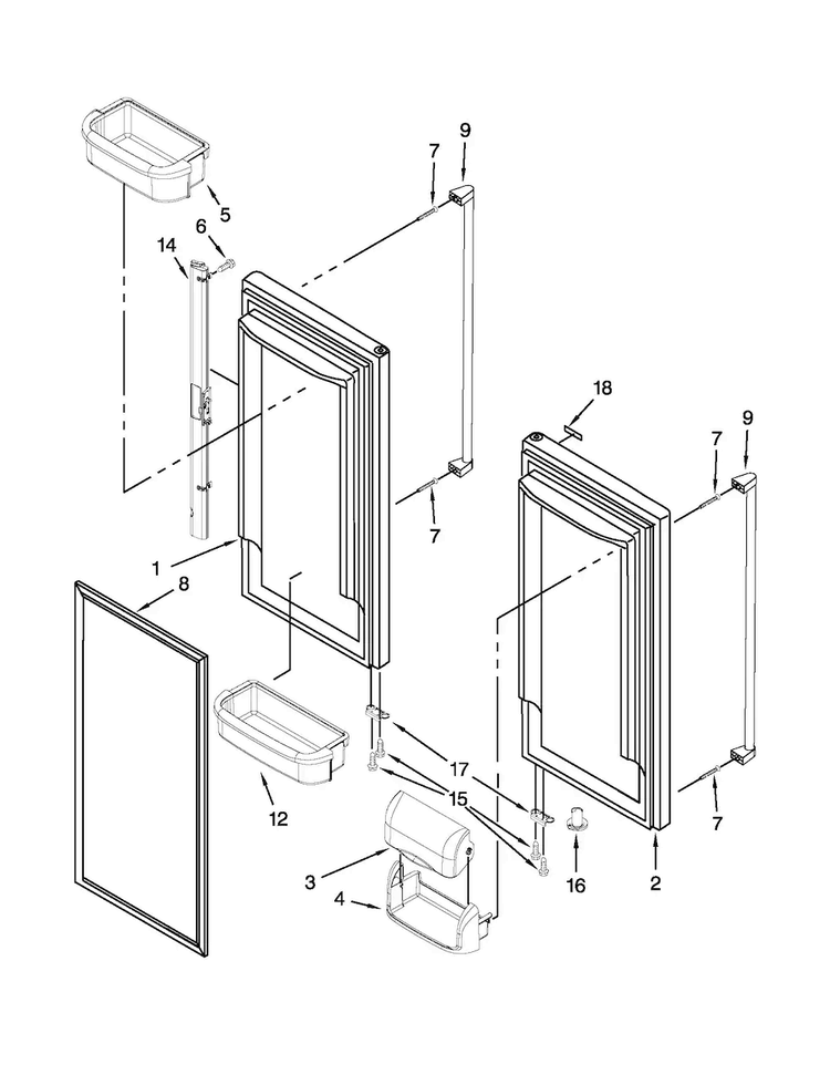 Refrigerator Door Diagram and Parts List for JFC2089WEP11  Jenn-Air Refrigerator