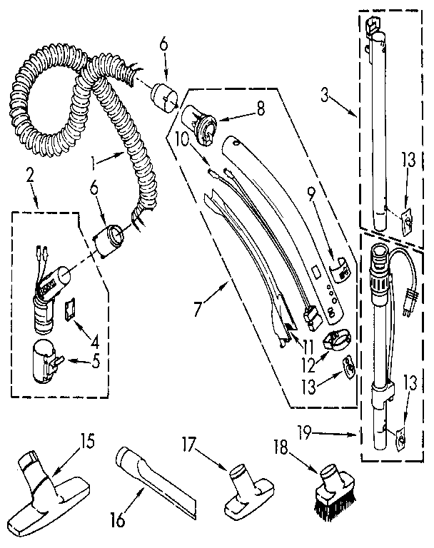 Hose And Attachment Diagram and Parts List for 1162235090  Kenmore Canister Vacuum