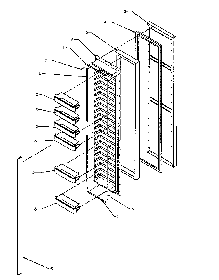 FZ DOOR Diagram and Parts List for SRI20S2E P1190101W E Amana Refrigerator