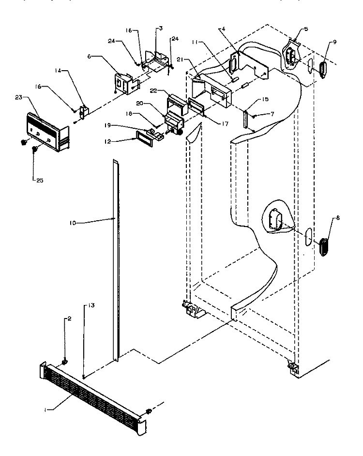 REF, FZ CONTROLS AND CABINET PARTS Diagram and Parts List for SRI20S2E P1190101W E Amana Refrigerator