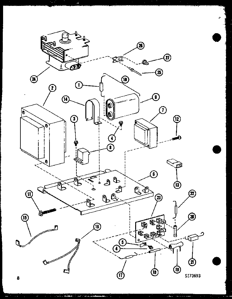 Page 3 Diagram and Parts List for RR-8A P7355801M Amana Microwave