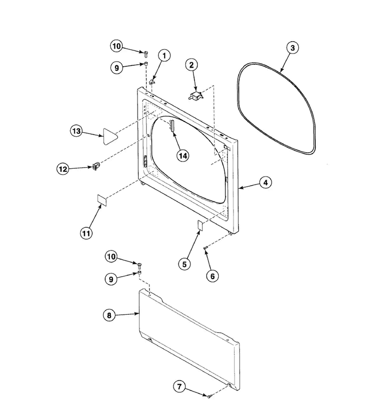 Access Panel Diagram and Parts List for FEU17AWF1702  Speed Queen Dryer