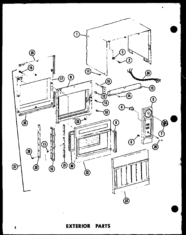 EXTERIOR PARTS Diagram and Parts List for ML-2 P7290902M Amana Microwave