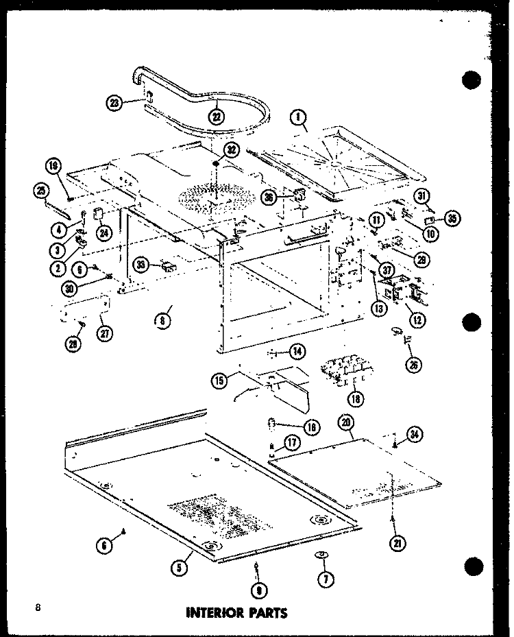 INTERIOR PARTS Diagram and Parts List for ML-2 P7290902M Amana Microwave