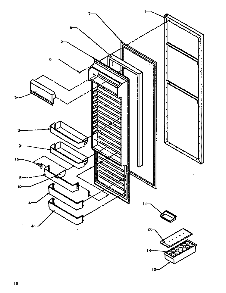 REF DOOR Diagram and Parts List for SXD19NL P1168802W L Amana Refrigerator