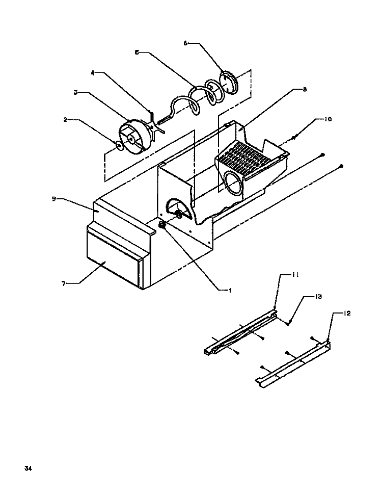 ICE BUCKET Diagram and Parts List for SXD19NL P1168802W L Amana Refrigerator