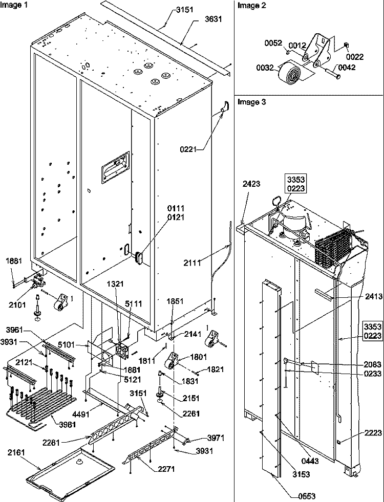 ROLLER ASSY AND BACK UNIT Diagram and Parts List for S148CA01 P1305502W Amana Refrigerator