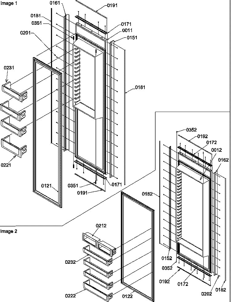 FZ / REF DOOR ASSEMBLIES Diagram and Parts List for S148CA01 P1305502W Amana Refrigerator