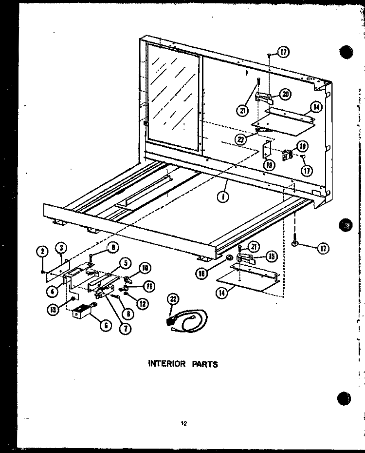 INTERIOR PARTS Diagram and Parts List for MVP211  Caloric Microwave