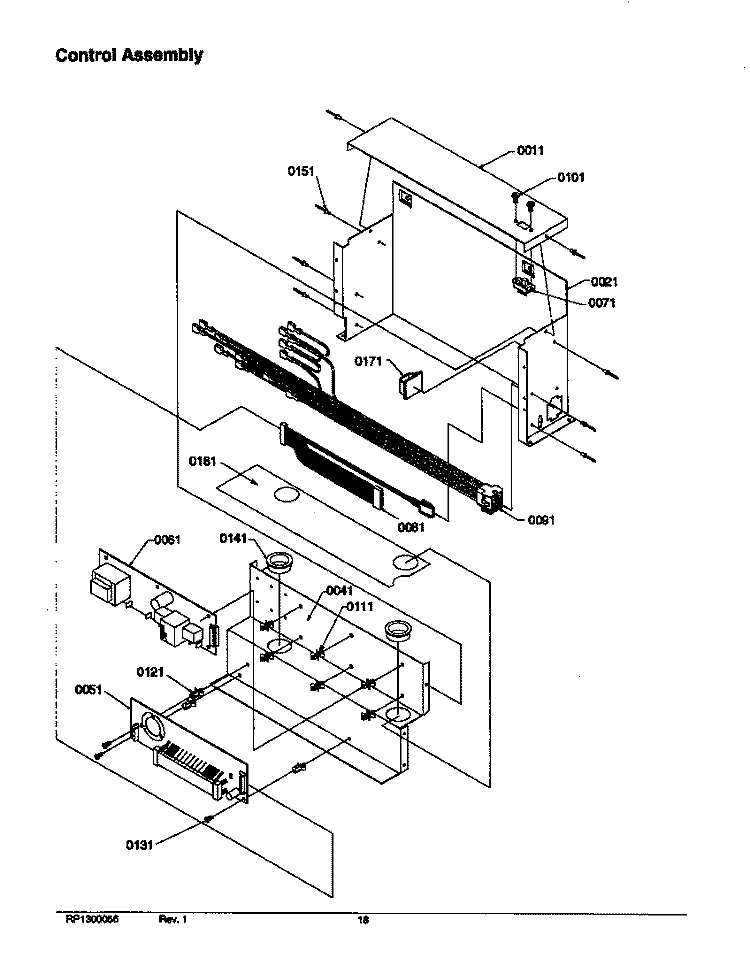 CONTROL ASSY Diagram and Parts List for S148DA03 P1305601W Amana Refrigerator