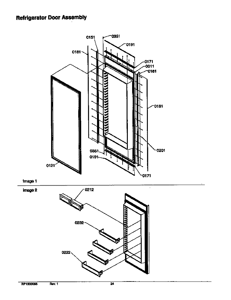 REF DOOR ASSY Diagram and Parts List for S148DA03 P1305601W Amana Refrigerator